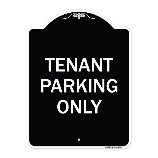Designer Series-Tenant Parking Only, Black & White Heavy-Gauge Aluminum, 24" x 18", BW-1824-9749